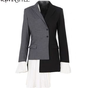 Two Tone Blazer Pleated Blazer
